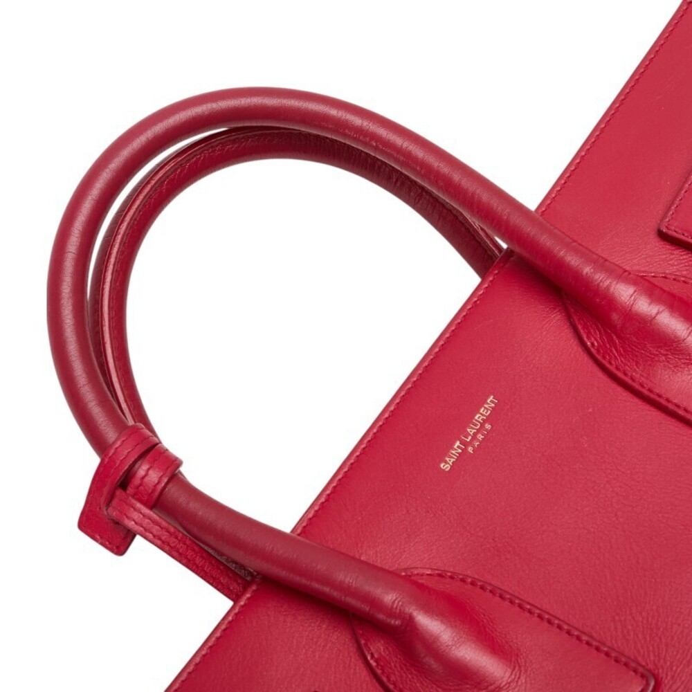Saint Laurent Sac de Jour tote bag in pink red leather - Picture 6 of 9